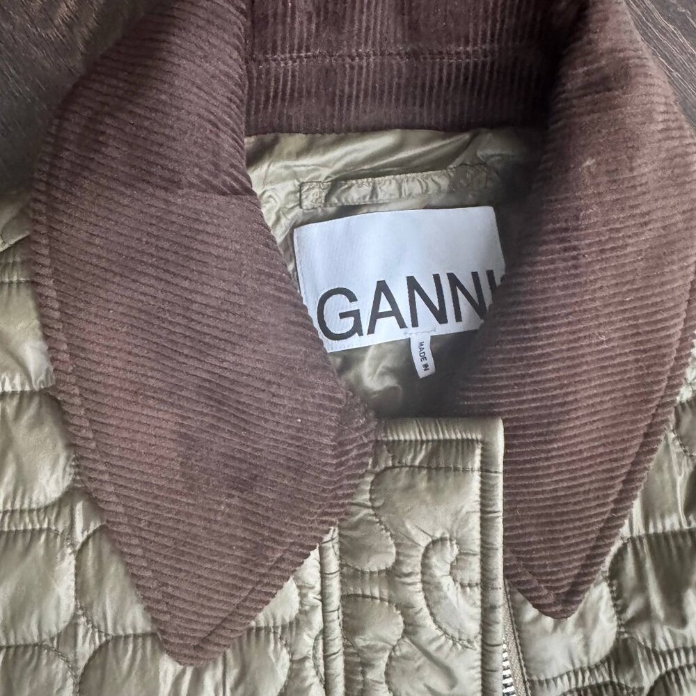 Ganni NWOT Quilt Midi Jacket Dark Green - Picture 6 of 14